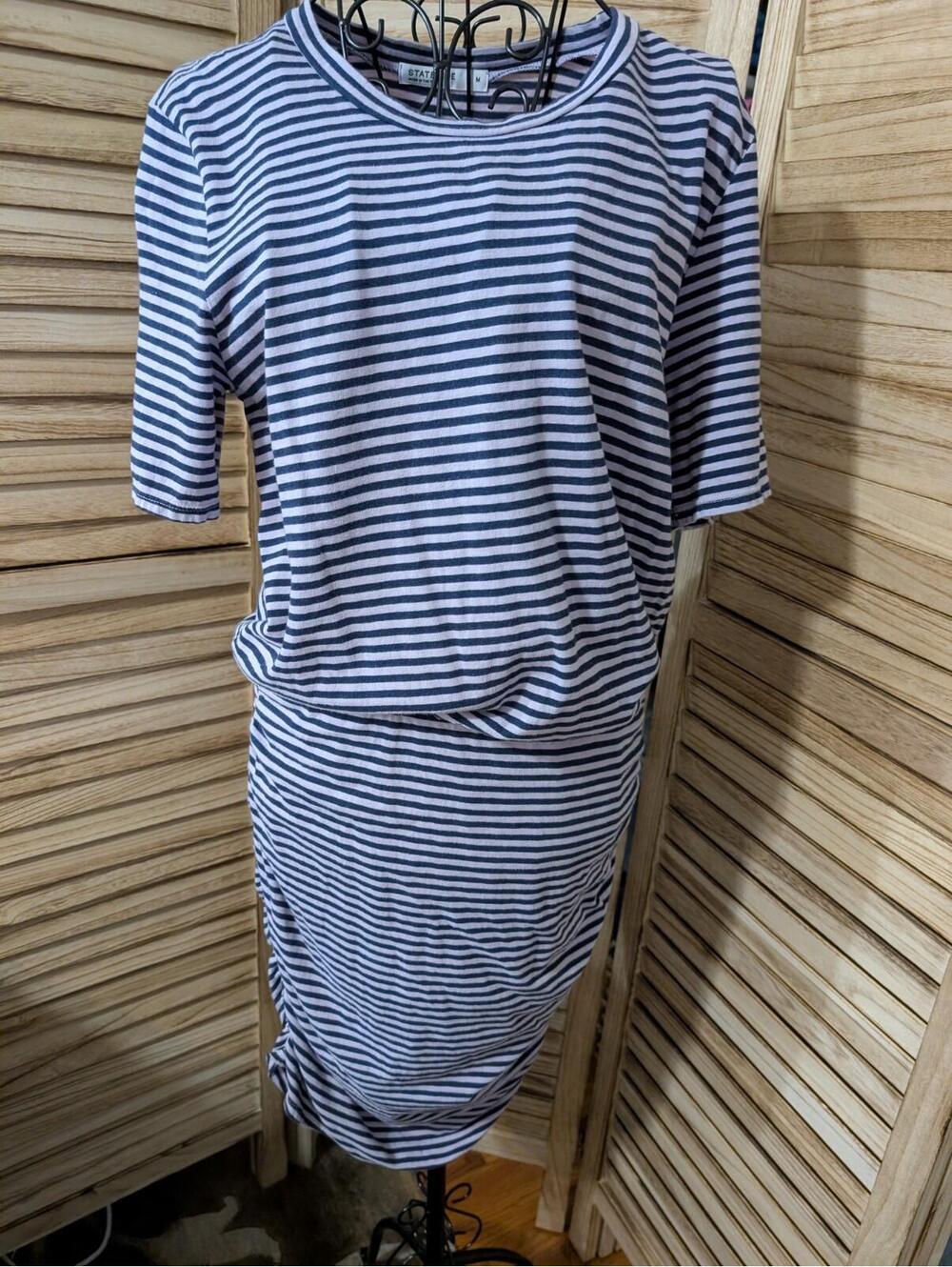 Stateside Cycle Court‎ T-Shirt Dress XS Ribbed Striped Bodycon Retro Minimalist